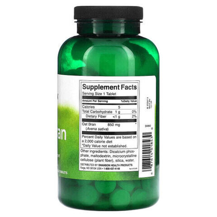 Для пищеварительной системы Swanson, Овсяные отруби, 850 мг, 250 жевательных таблеток