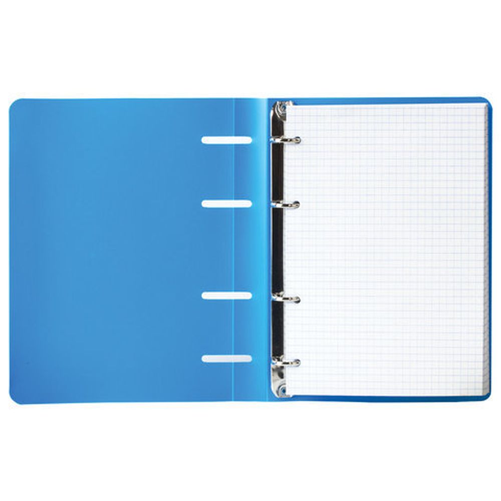 Тетрадь на кольцах А5 (160х215 мм), 80 л., пластиковая обложка, клетка, BRAUBERG, "Голубой", 403251