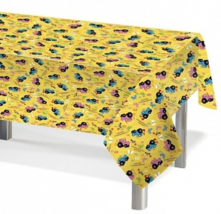 Скатерть одноразовая Синий трактор Желтый 120*180 см.