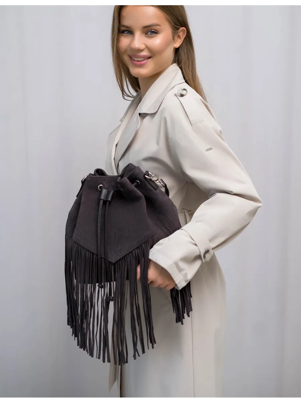 сумка через плечо тоут средняя натуральная замша