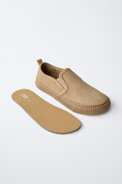 ZARA КОЖАНЫЕ КРОССОВКИ BAMBA BAREFOOT, КОРИЧНЕВЫЙ