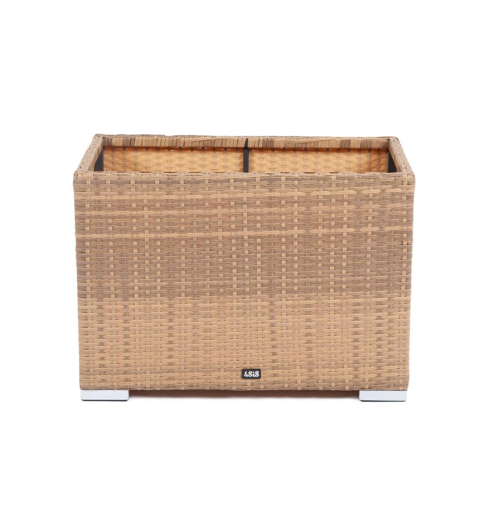 "Лунго" кашпо для цветов большое плетеное из искусственного ротанга, цвет соломенный