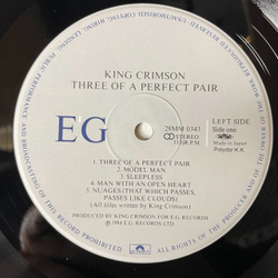 Винтажная виниловая пластинка LP King Crimson Three Of A Perfect Pair (Japan 1984) (Obi)