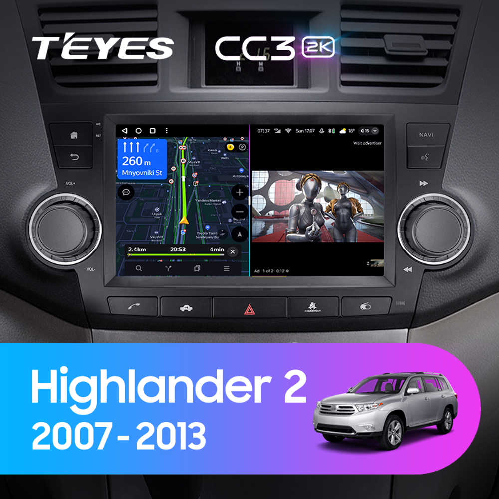 Teyes CC3 2K 9"для Toyota Highlander 2007-2013