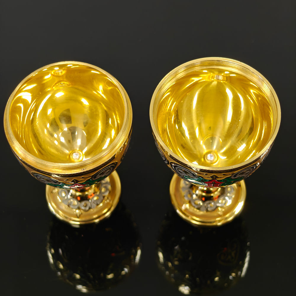 Сувенир Яйцо-рюмки "Узорное" с эмалью (златоустоуская гравюра)