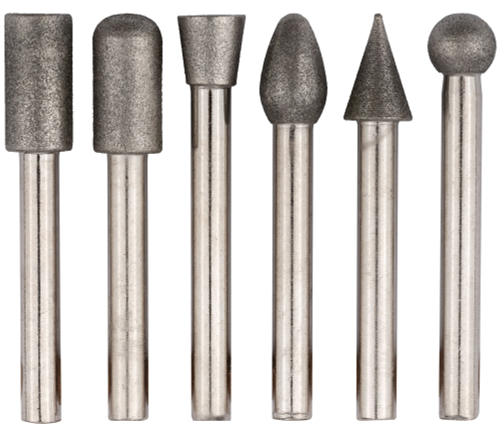 Шарошки усиленная сталь с алмазным напылением, штифт диам. 6 мм, 6 шт. 36482