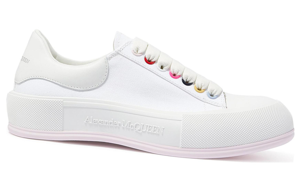 Alexander McQueen Alexander McQueen Deck Plimsoll Canvas lace-up low-cut fashion sneakers women's white