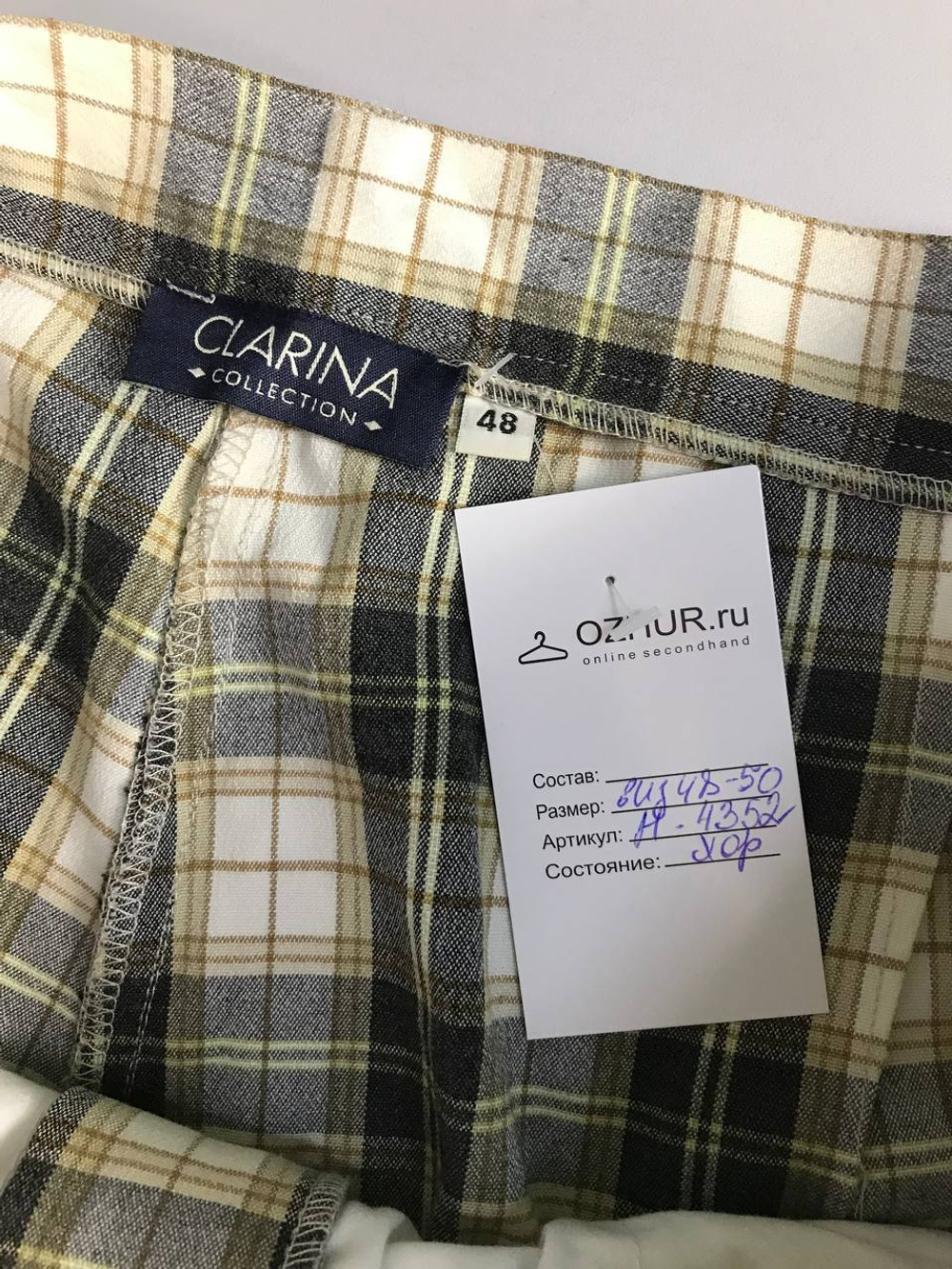 Брюки Clarina в клетку, маркировка 48, визуально 48/50 размер