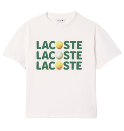 Футболка для мальчика теннисная Lacoste Kids Relaxed Fit Cotton Tennis Ball T-Shirt - white