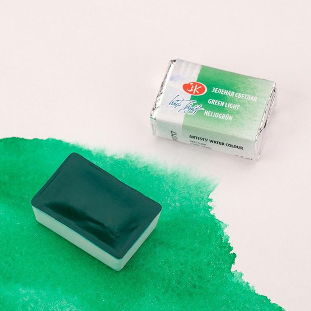 Краска акварель художественная "Белые ночи" зеленая светлая цв. №717 кювета 2,5мл