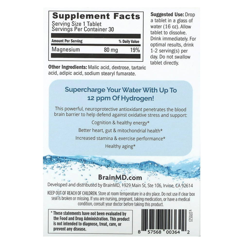 BrainMD, H2 Boost Molecular Hydrogen, 80 мг, 30 таблеток
