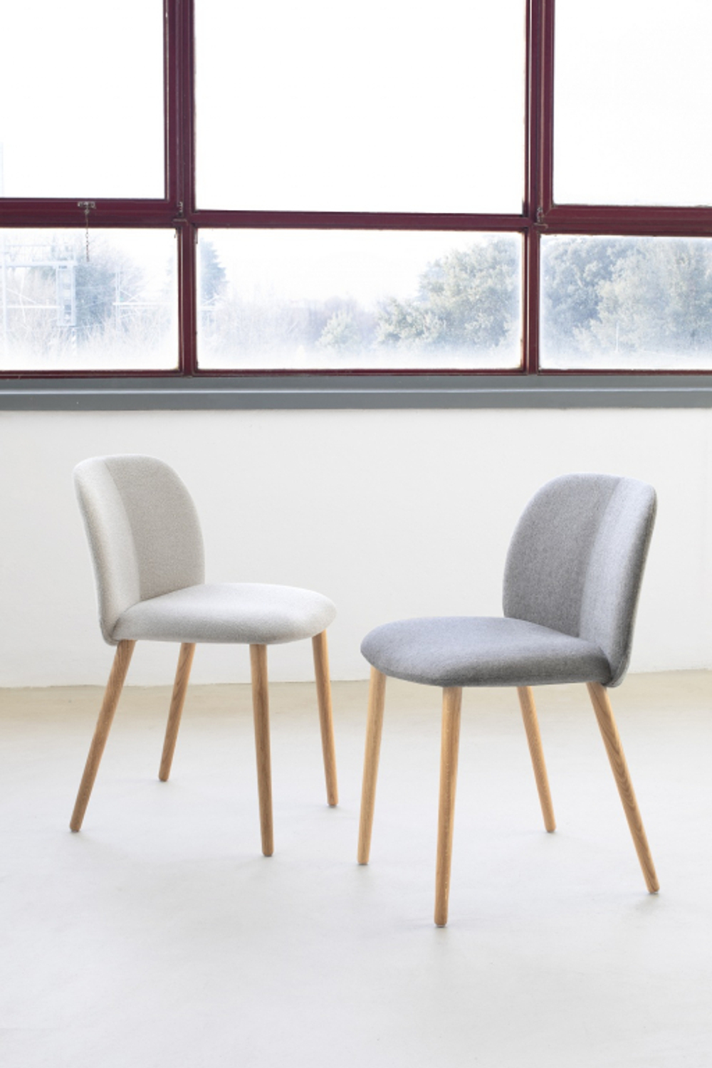 Стул с обивкой Scab Design Natural Mentha Pop, натуральный дуб, светло-серый