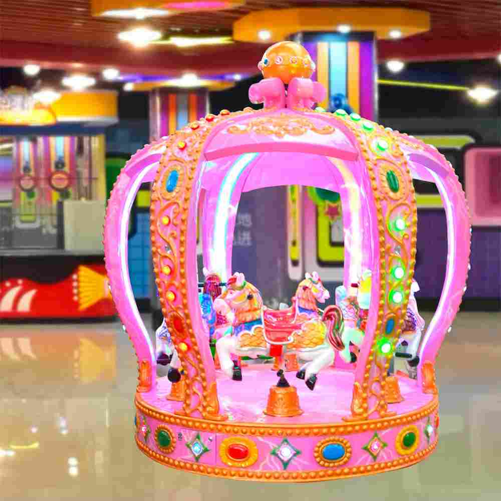 Детская электрическая карусель «Корона Принцессы» розовая, 6 мест