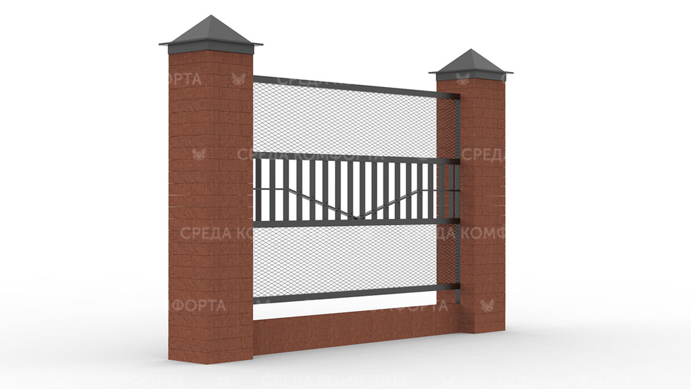 Забор из сетки рабицы 2500х2000 мм ZBR0175