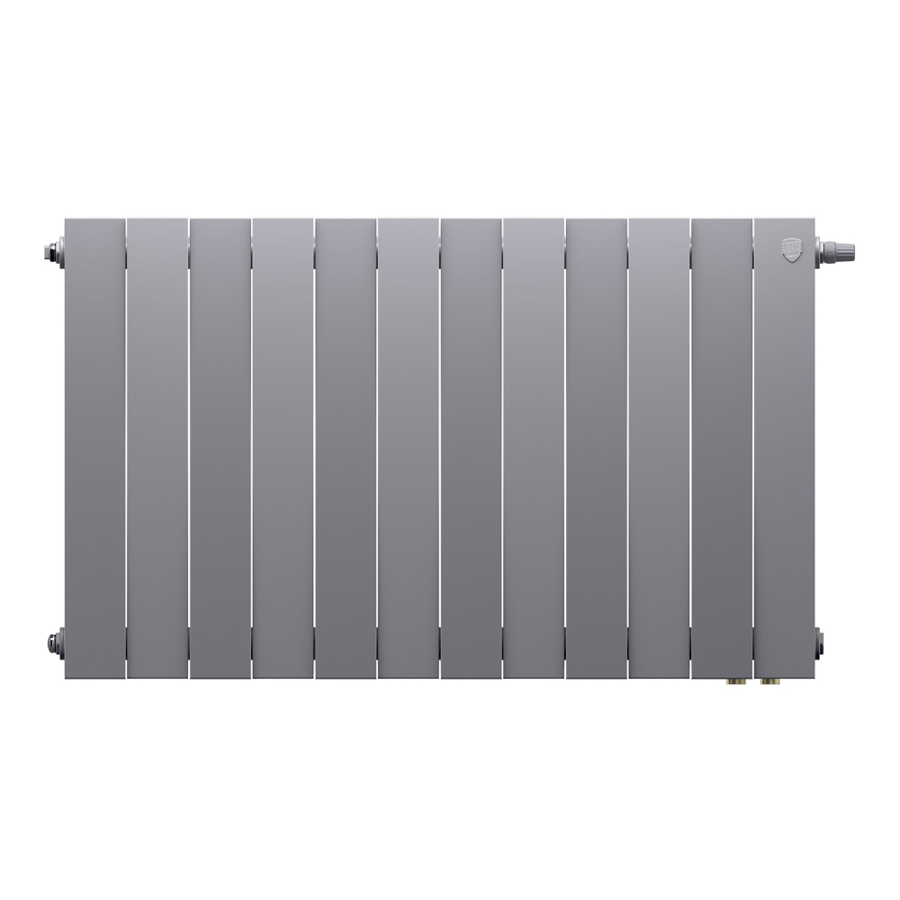 Радиатор биметаллический Royal Thermo PianoForte 500 Silver Satin 12 секций VDR (нижнее правое подключение)