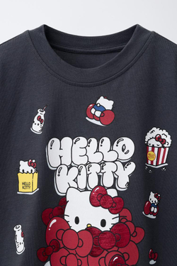 ZARA ФУТБОЛКА HELLO KITTY © SANRIO, АНТРАЦИТОВО-СЕРЫЙ
