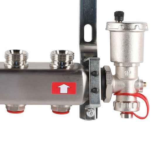 Коллектор Rommer 1"x3/4" на 5 контуров с запорными клапанами в сборе (нерж. сталь) RMS-3210-000005