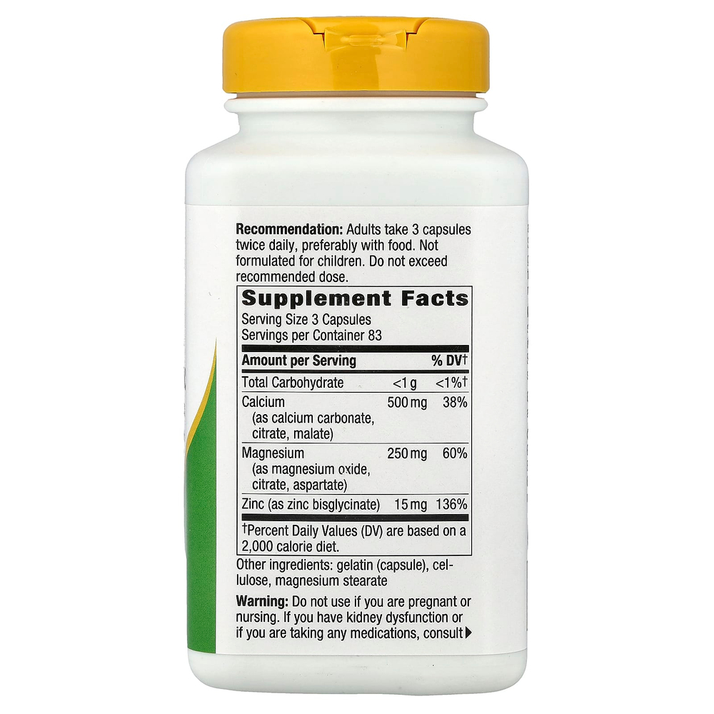 Nature's Way, комплекс минералов с кальцием, магнием и цинком, 250 капсул