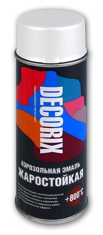 Эмаль аэроз. жаростойкая DECORIX сигнальный белый +800 С  520мл RAL 9003/  0122-9003 DX