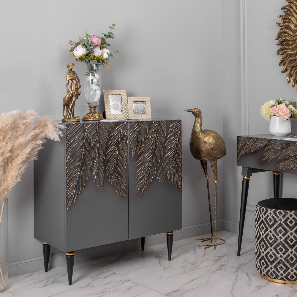 Комод Тропик Классик с 2 полками Серый Найт Голд