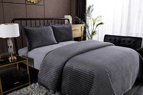 Покрывало 240х260 и 2 наволочки 50х70 Sofi De MarkO Лоретта темно-серое