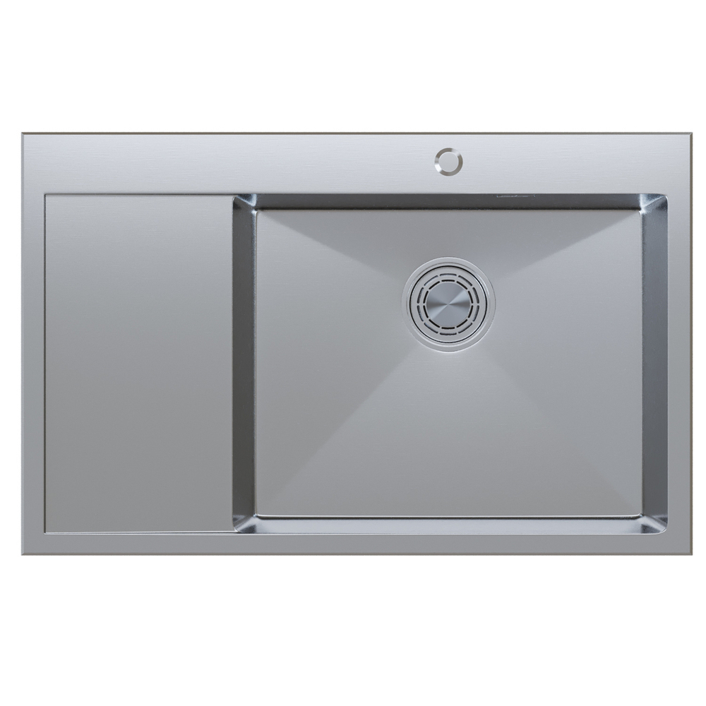 Мойка настол.монтаж 78х50 (3,0) прав. вып 3 1/2  MIXLINE PRO с ФАСКОЙ 20см с сифоном (сатин)