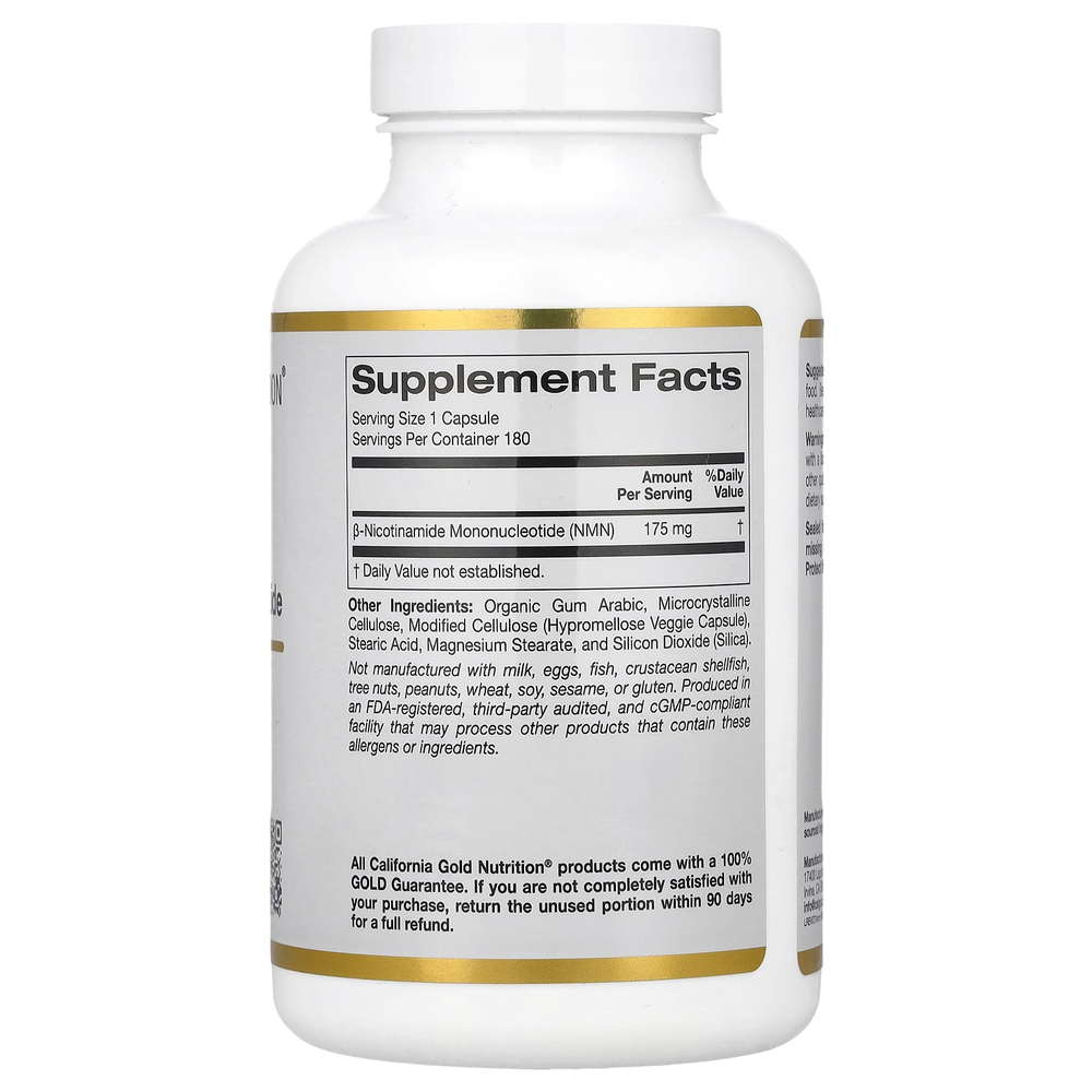 California Gold Nutrition, NMN, 175 мг, 180 растительных капсул