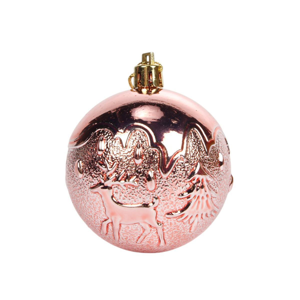 Набор шаров "Winter magic" 6 см + 4 см (24 предмета), Розовое золото (Серпантин)