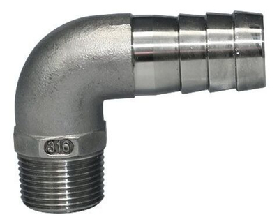 Патрубок угловой под шланг с внутренним диаметром 30 мм, наружная резьба 1 дюйм (10254812)