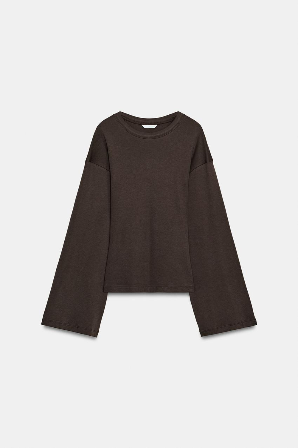 ZARA ПРИТАЛЕННАЯ ФУТБОЛКА SUPIMA®, КОРИЧНЕВЫЙ