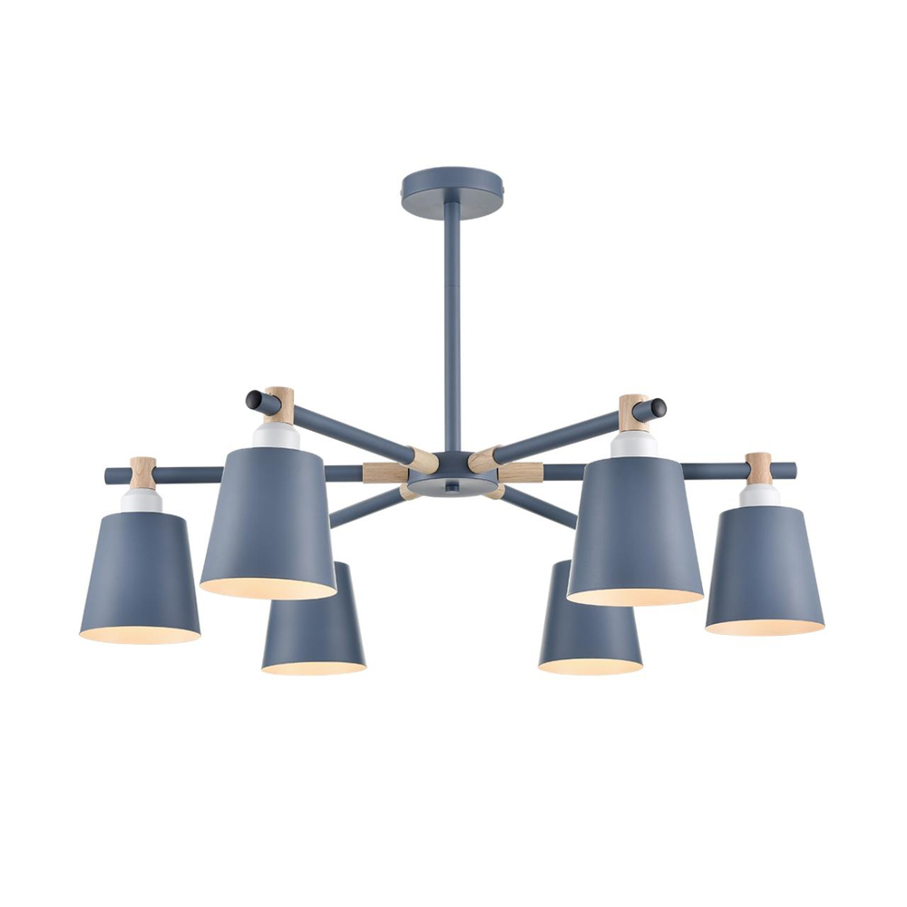 8098/6C MODERNI LN26 344 синий/синий металл, дерево/металл Люстра потолочная Е27 6*60W 220V ROSALINA