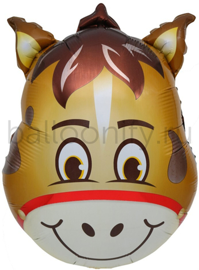 Шар (25''/64 см) Фигура, Голова, Милая Лошадка, 1 шт.