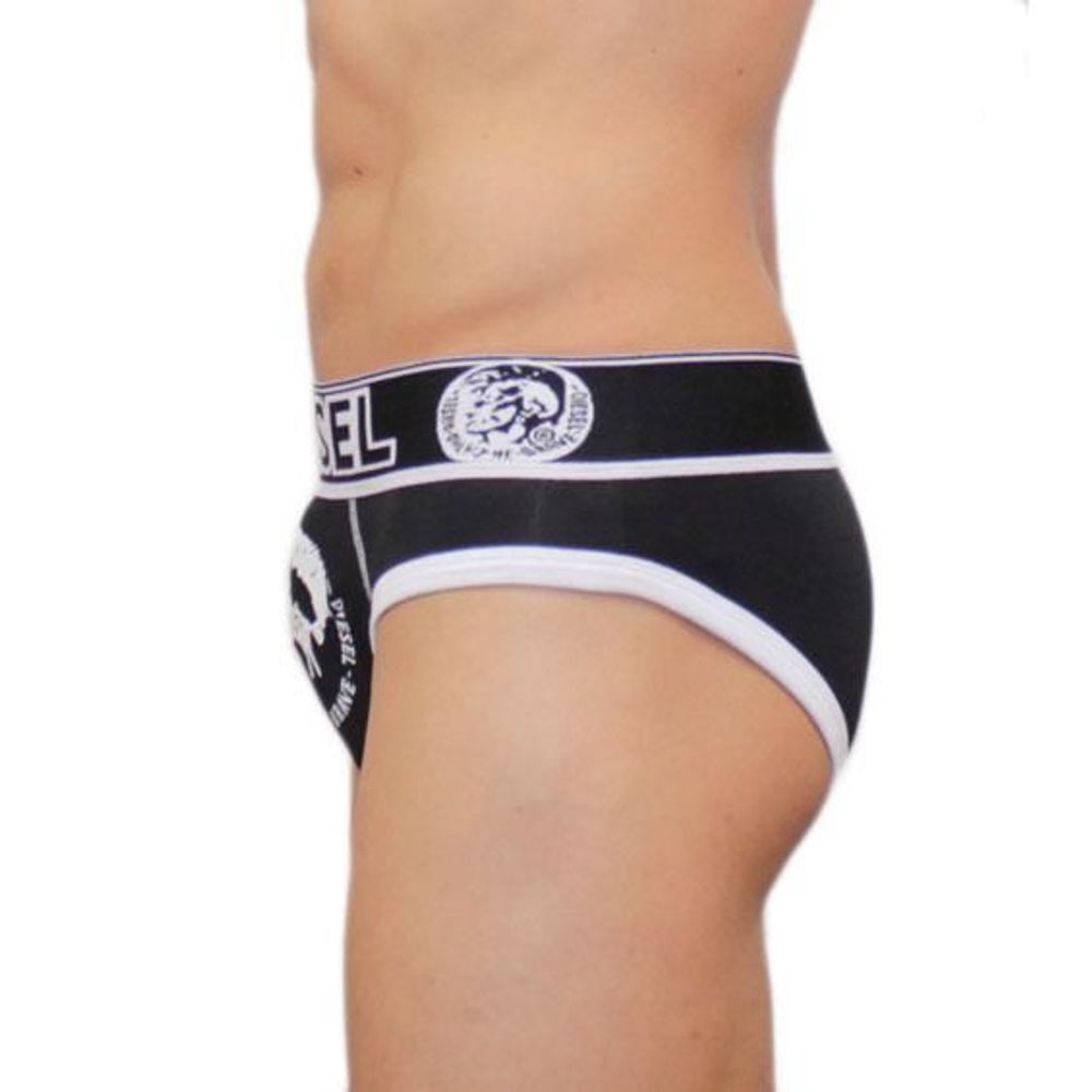 Мужские трусы брифы DIESEL черные с принтом