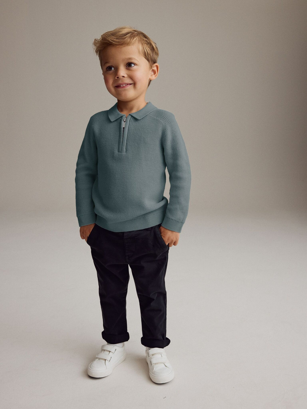 Джемпер с молнией для мальчика Next K82-652, Серый