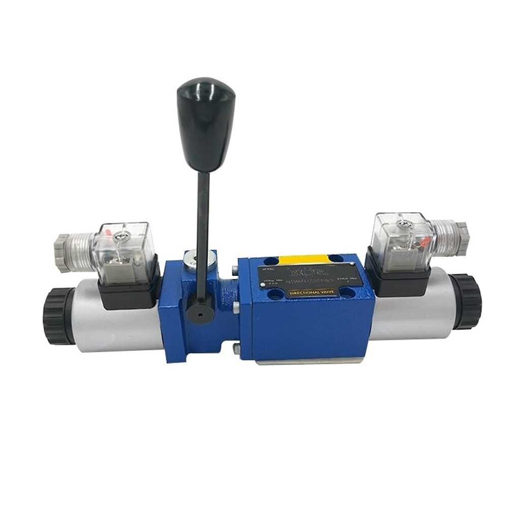 4WEMM6L6X/CG24N9Z4 - Гидрораспределитель золотниковый Ду6 с электрическим и ручным управлением от рычага, схема L (74), электроуправление G24, возврат - пружинный