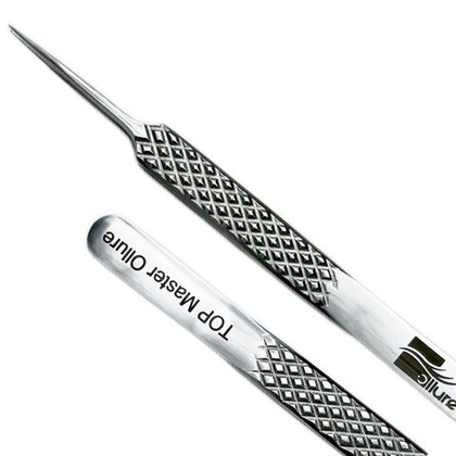 Пинцет прямой с двумя выемками №1 стальной Ollure (TOP Master)