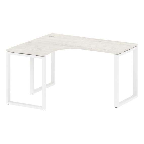 Metal System Стол криволинейный левый на О-образном м/к БО.СА-3 (L) Дуб Наварра/Металл Белый 1400*12