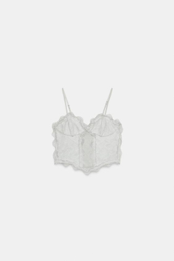 ZARA ТОП-КОРСЕТ С КРУЖЕВНЫМИ ДЕТАЛЯМИ, СИРЕНЕВЫЙ