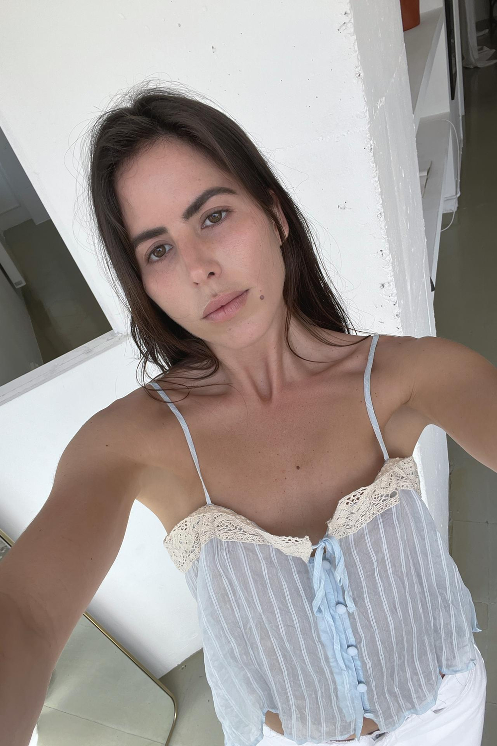 ZARA ТОП В РОМАНТИЧЕСКОМ СТИЛЕ С БРЕТЕЛЯМИ, ГОЛУБОЙ