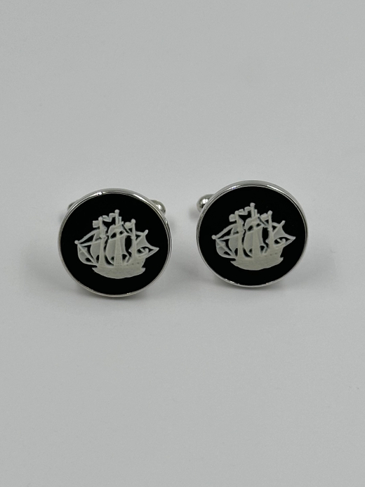 Запонки чёрные Парусник Wedgwood