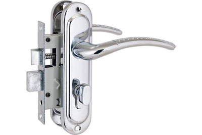 Замок СТАНДАРТ врезной  с ручками 132/50-В CP хром с вертушкой