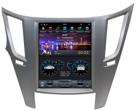 Магнитола для Subaru Outback/Legacy 2009-2015 (цвет рамки серебро) - Carmedia ZF-1070S-Q6 вертикальный экран в стиле "Тесла" на Android 11, 8Гб+128Гб, CarPlay, 4G SIM-слот