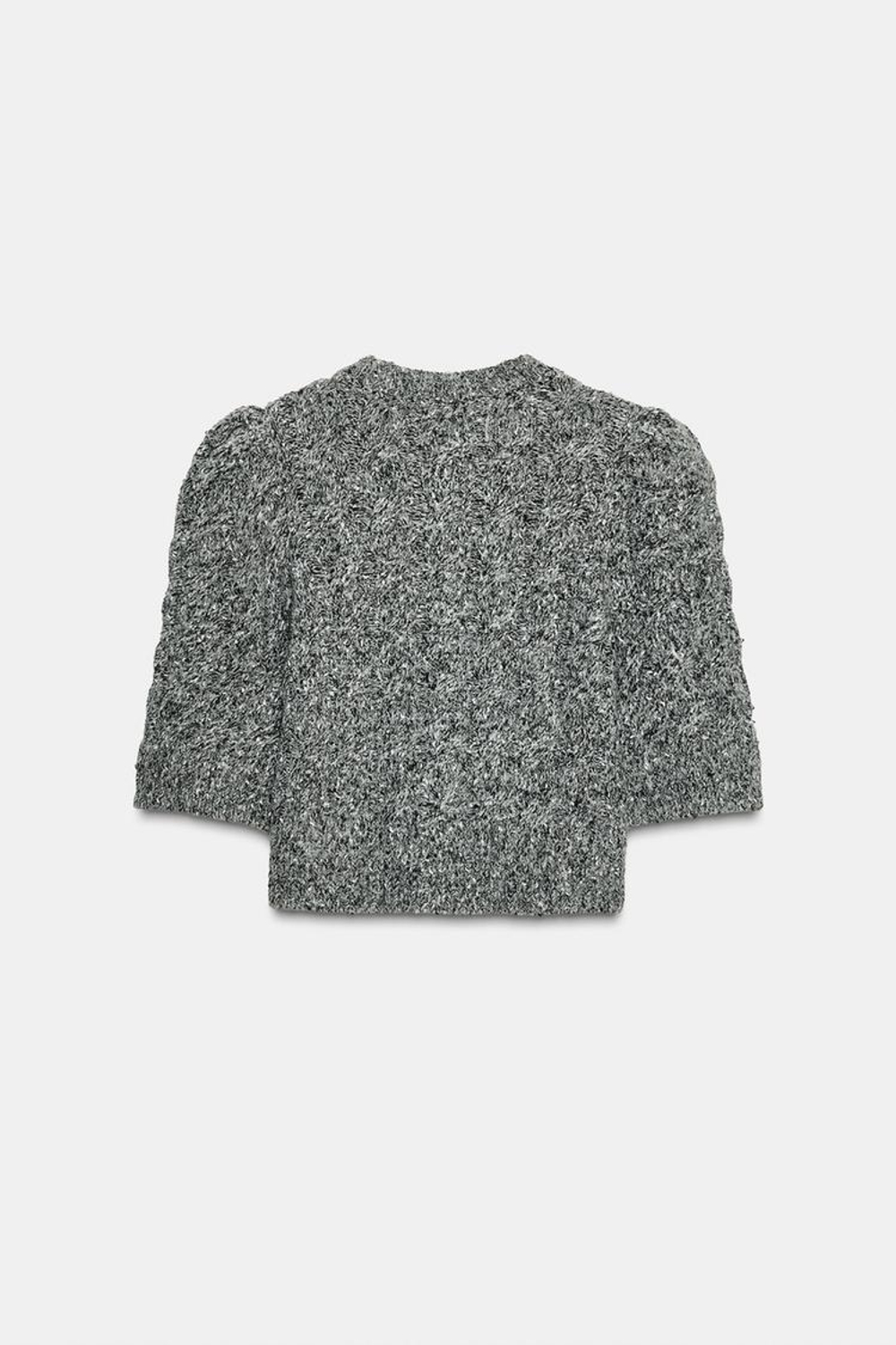 ZARА КАРДИГАН С ОБЪЕМНЫМИ РУКАВАМИ, БЕЛЫЙ/ЧЕРНЫЙ