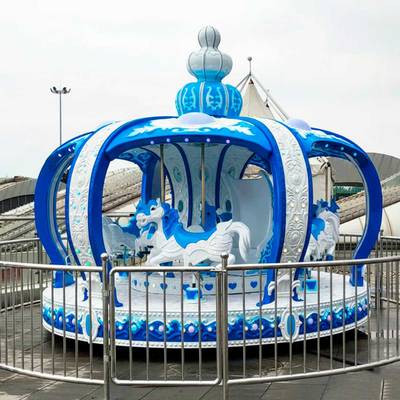 Детская электрическая карусель «Снежная корона» синяя, 12 мест