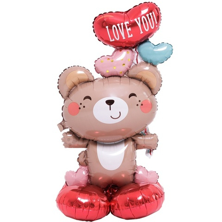 Фольгированный шар-фигура «Мишка с шарами. Love You» AIR, 89 см