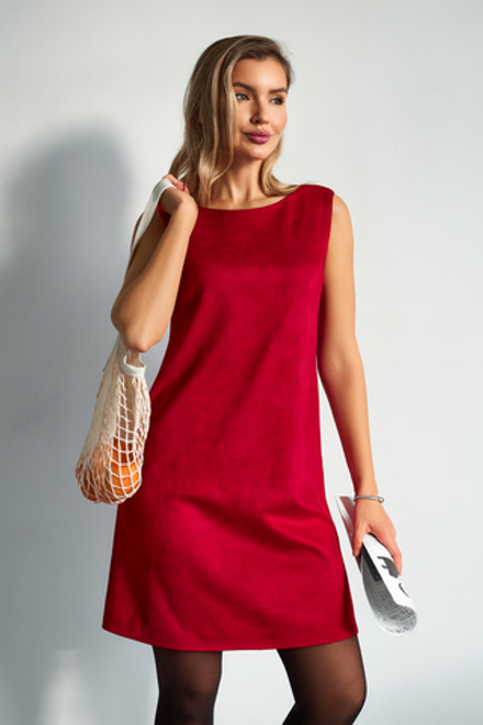 Платье сарафан офисный замшевый