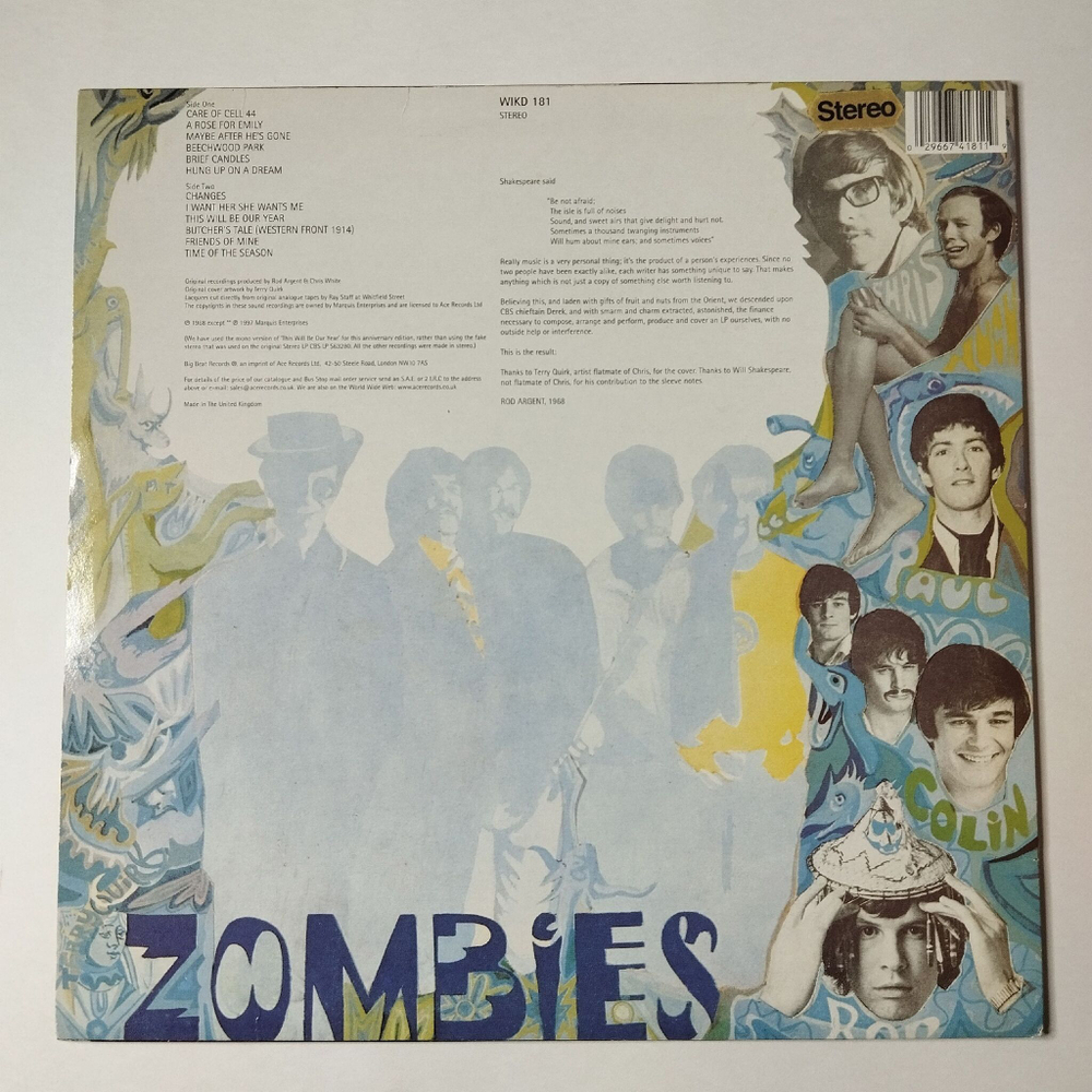 Винтажная виниловая пластинка LP The Zombies Odessey And Oracle (UK 1998)