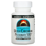 Source Naturals, Ultra Chromium Picolinate 500™, пиколинат хрома, 500 мкг, 120 таблеток