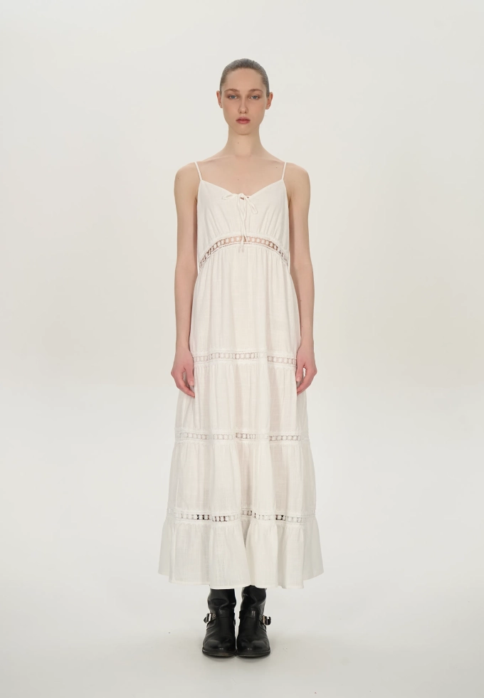 Платье на бретелях, белый