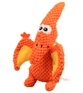 Mr.Kranch Игрушка для собак "Птерозавр" плюшевая с пищалкой 23см. оранжевая